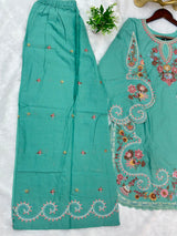 708 Pakistani Embroidery Coord set - Sea Green
