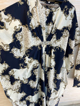 1099 Floral Kaftan Coord Set - Beige