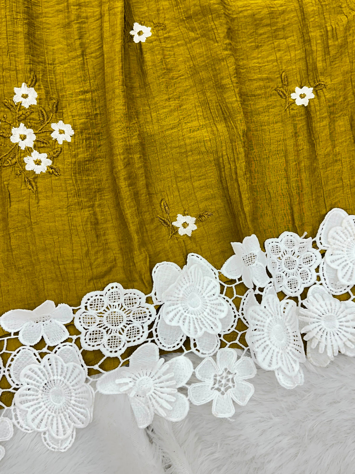 1386 Korea Lace-Work 2pc Frock Coordset - Mustard Yellow