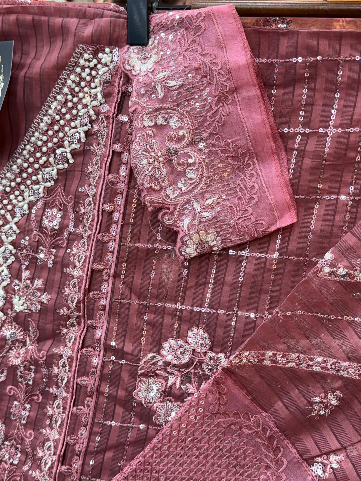 1436 Pakistani Unstitched Partywear - Onion Pink