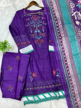 1451 Pakistani Embroidered Suit - Purple
