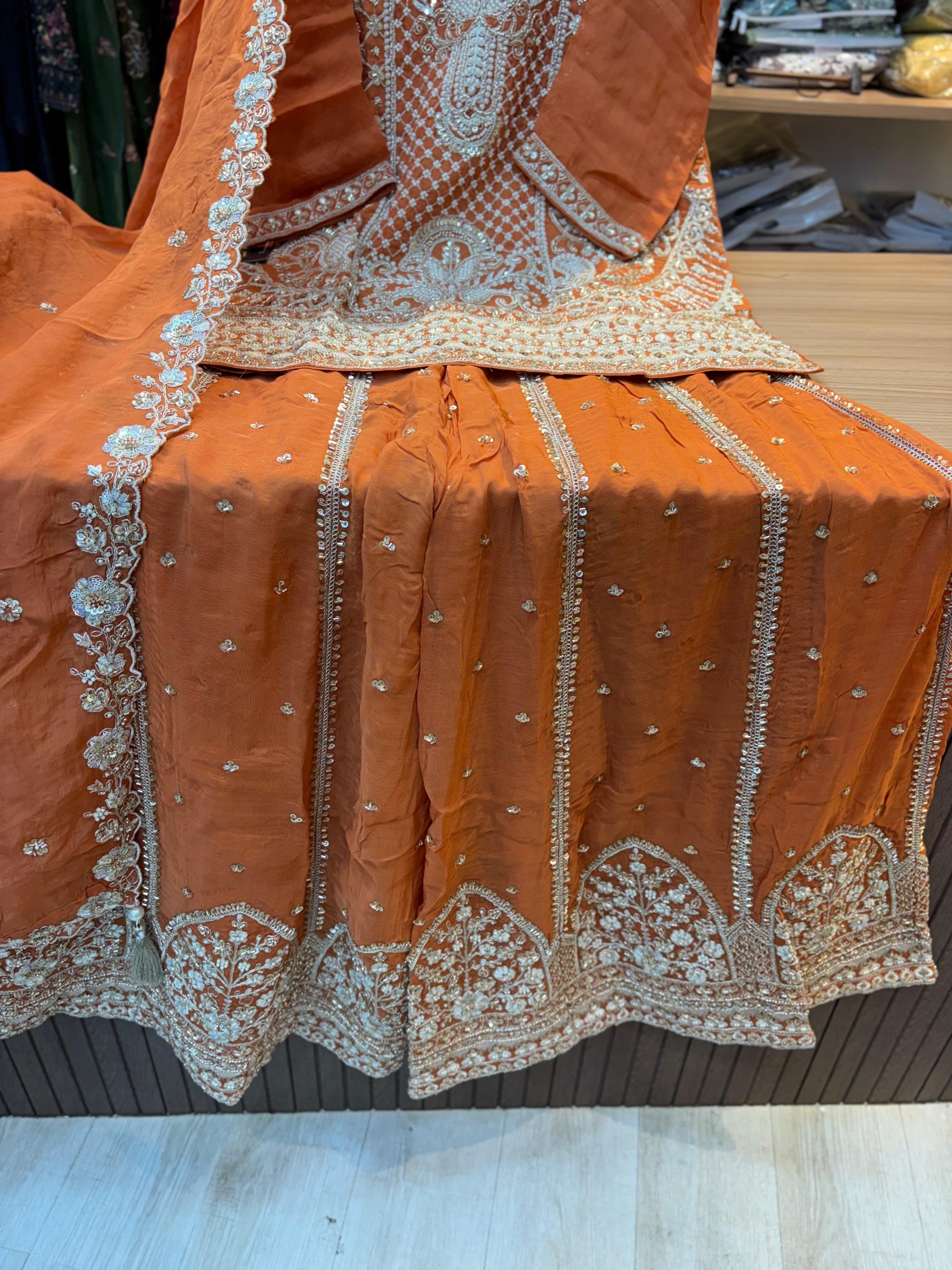 316 Imperial OG Husnara Gharara Set - Sunset Ochre
