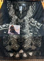 1437 Pakistani Unstitched Partywear - Black