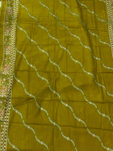 1451 Pakistani Embroidered Suit - Olive Green