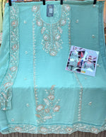 1447 Pakistani Unstitched Partywear - Sea Green