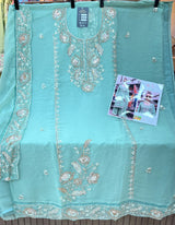 1447 Pakistani Unstitched Partywear - Sea Green