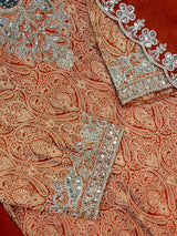 1423 Banarasi Readymade Suit - Orange