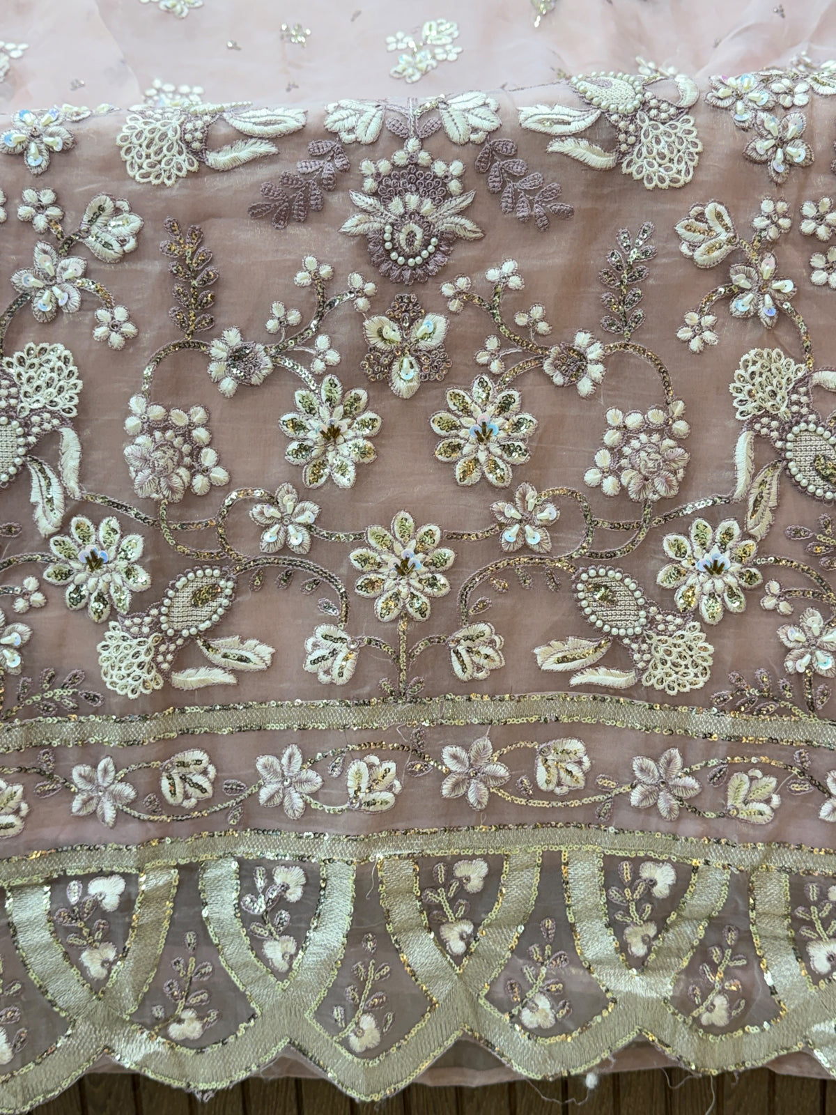 1438 Pakistani Unstitched Partywear - Pink