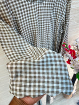 1209 Korean Gingham Gown - Taupe Brown