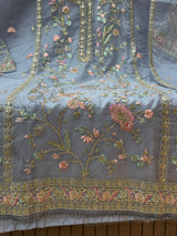1453 Pakistani Unstitched Partywear - Aqua