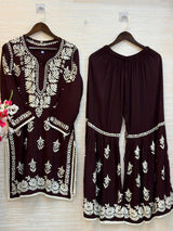 615 Lucknowi Gharara Set | Brown