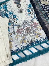 1451 Pakistani Embroidered Suit - Cream White