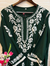 615 Lucknowi Gharara Set | Dark Green