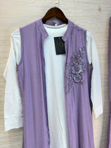 1191 Embroidered Shrug Coord Set - Lavender