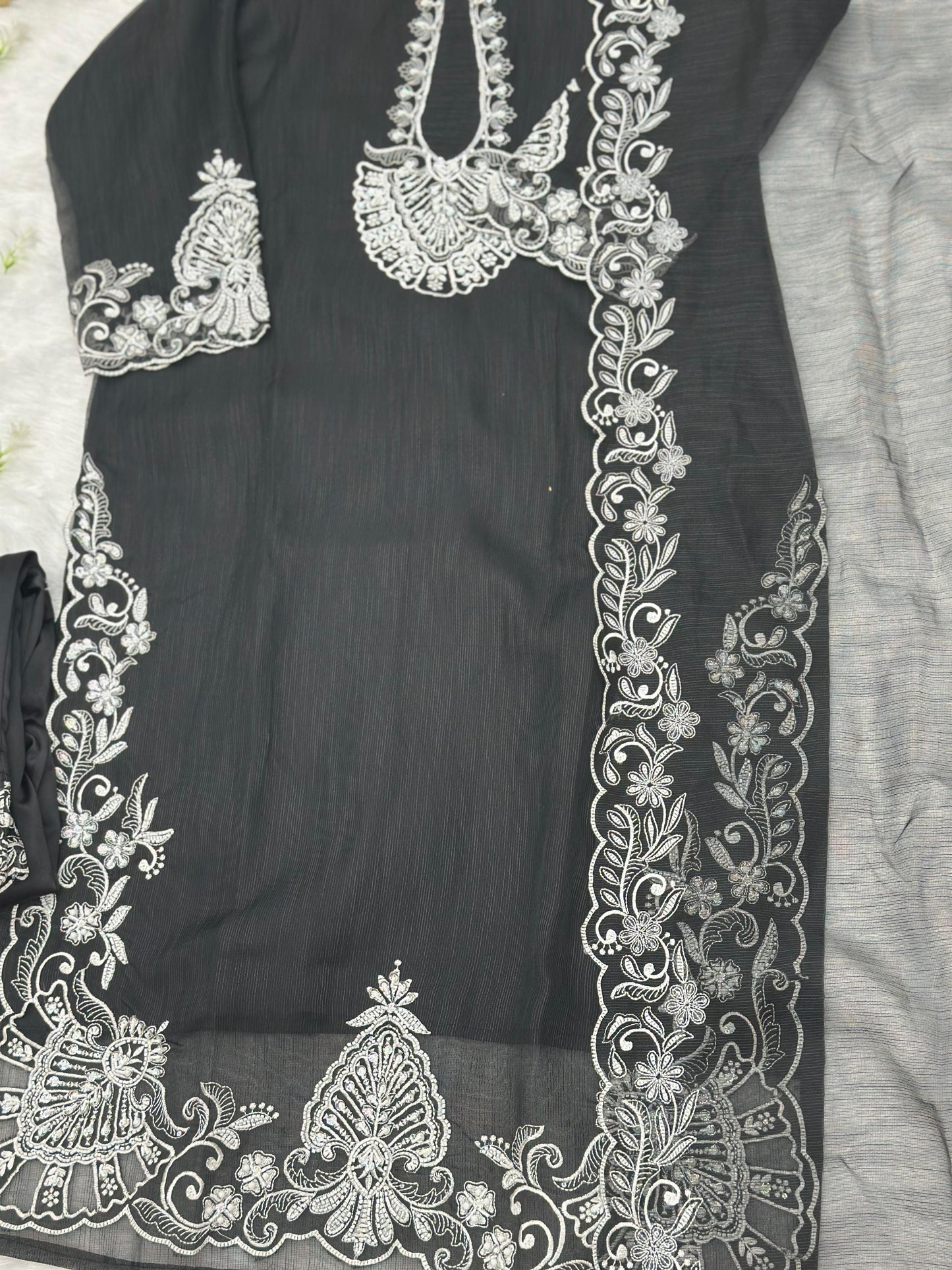 623 Premium Embroidered Pakistani Party Wear - Black