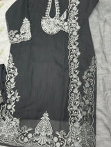 623 Premium Embroidered Pakistani Party Wear - Black