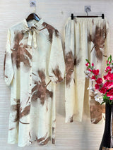 1192 Floral Printed Coord Set -  Coffee