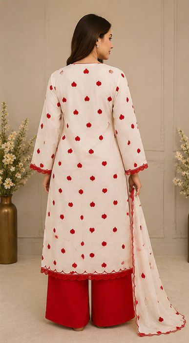 1354 Heart Embroidered Lace-Work Coordset