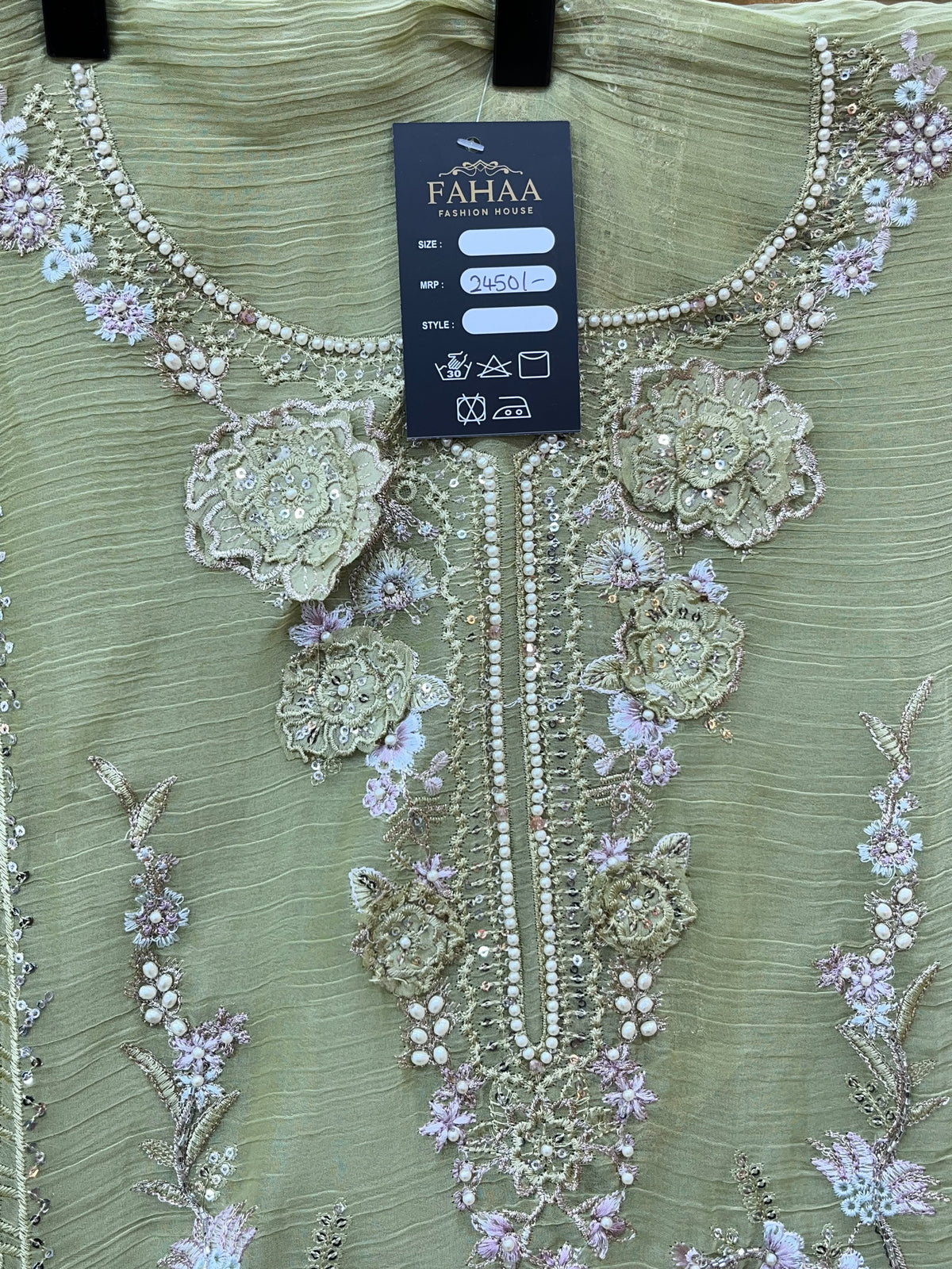 1446 Pakistani Unstitched Partywear - Pistachio