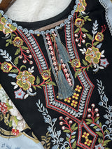 1449 Pakistani Embroidered Suit - Black