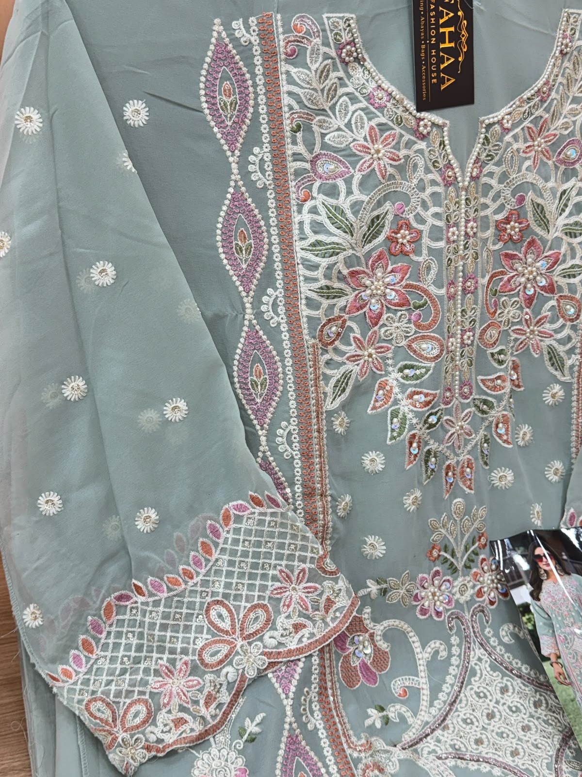 1440 Partywear Unstitched Partywear - Pista Green