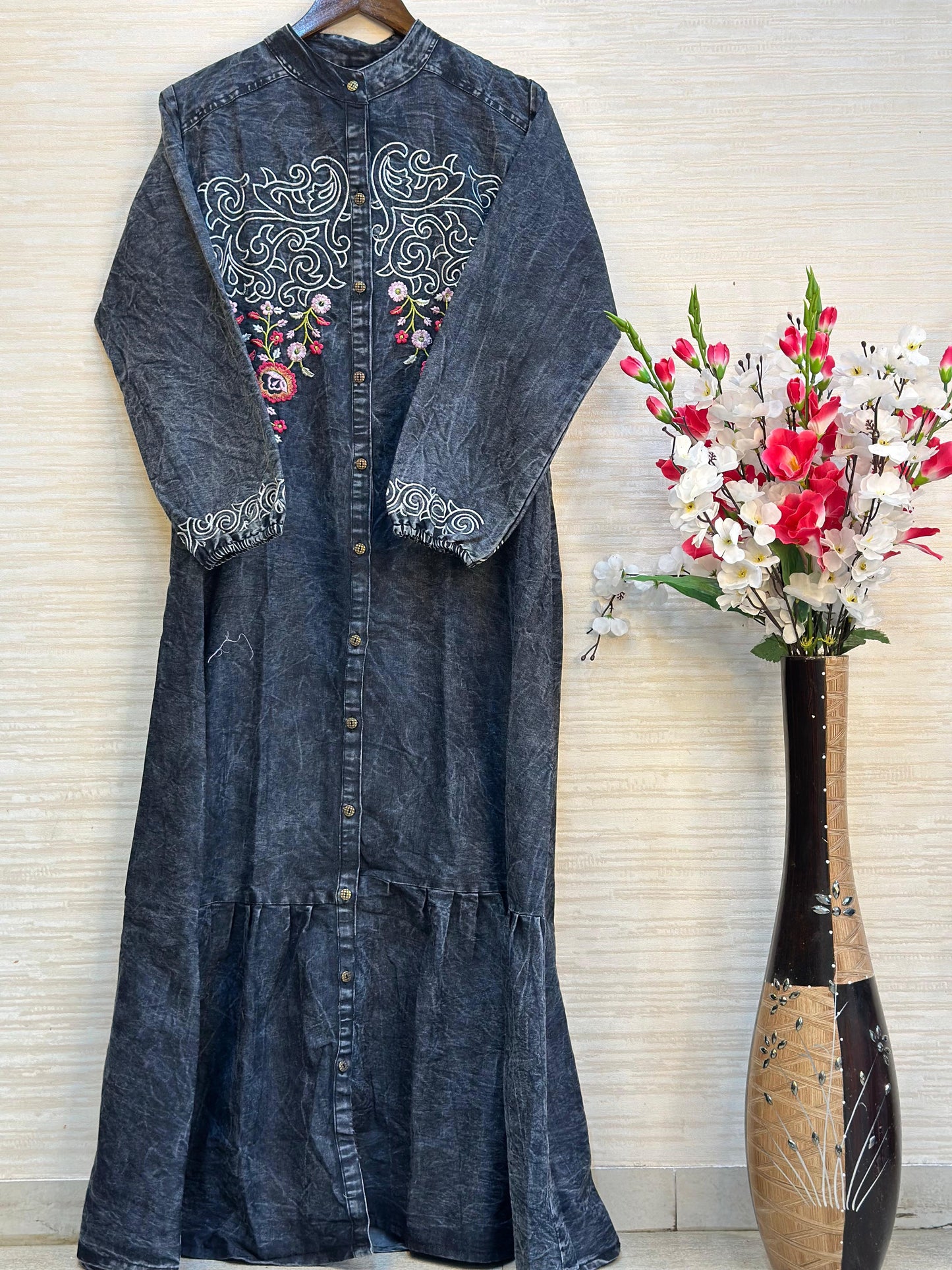 902 Denim Embroidered Coord-Set - Blue