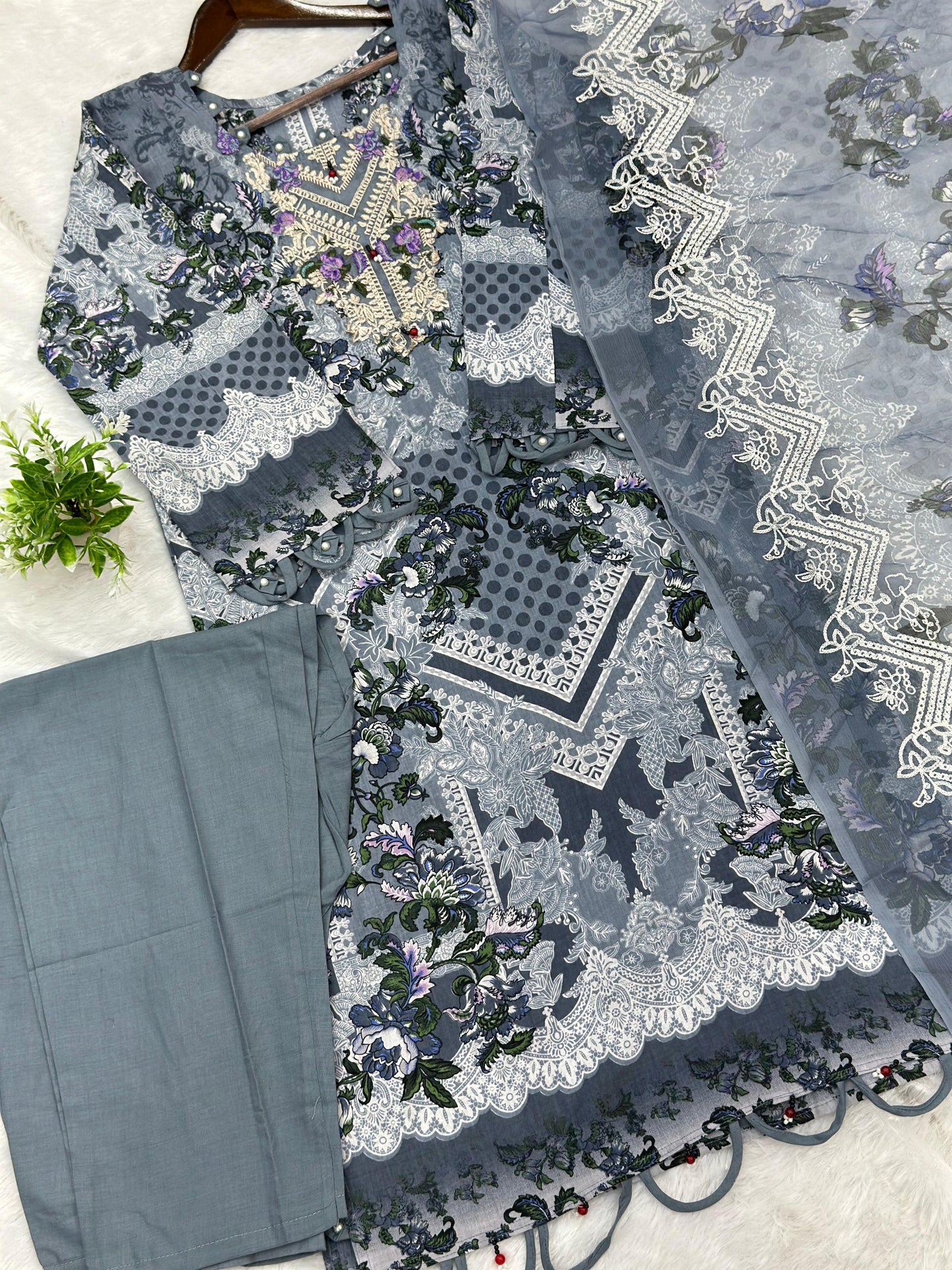 741 Readymade Jade Pakistani Floral Printed Lawn Suit