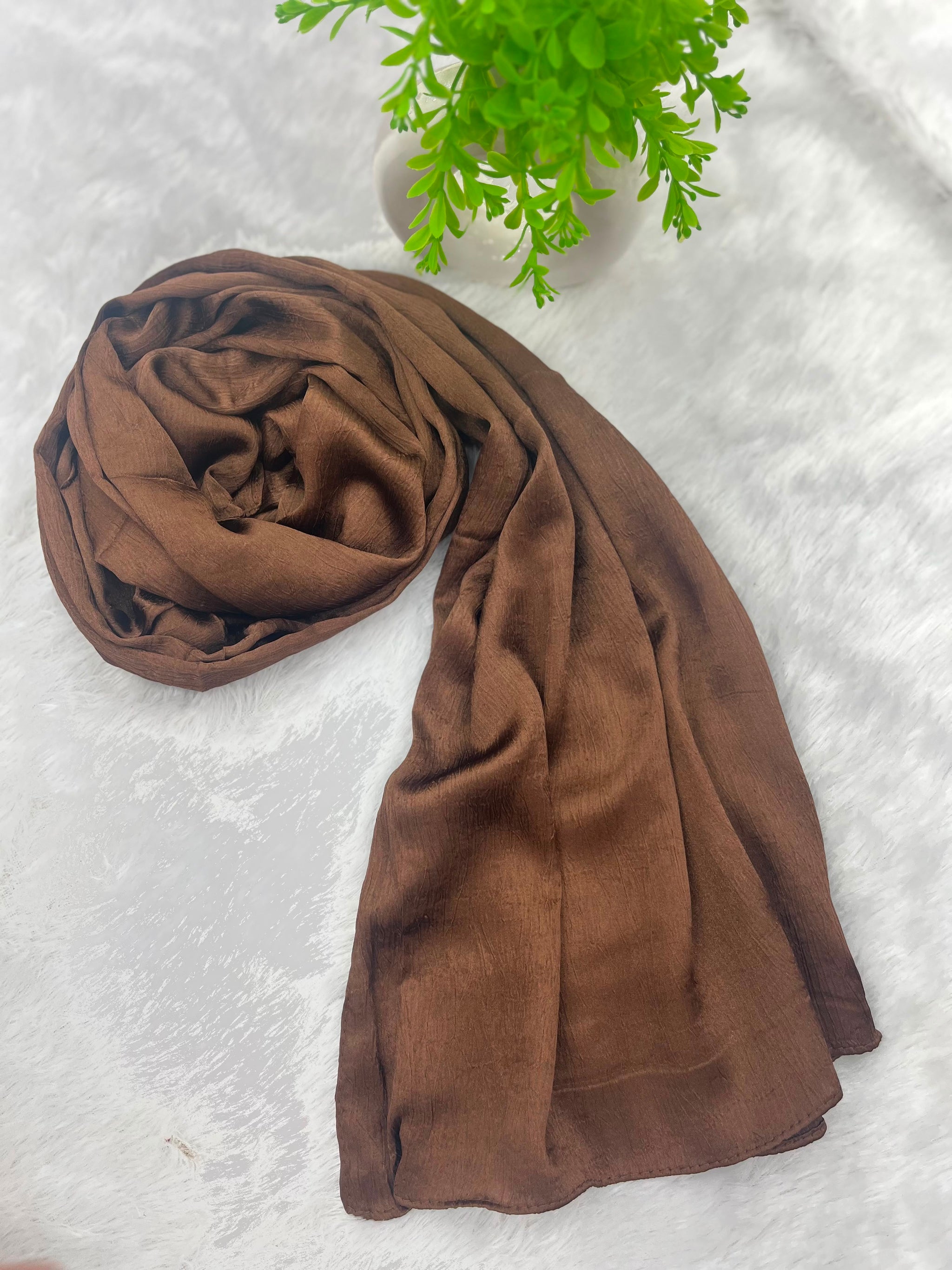1185 Modest Satin Hijab - Mocha Brown