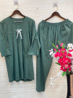 1014 Korean Bow Night Wear - Dusty Olive