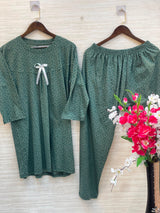 1014 Korean Bow Night Wear - Dusty Olive