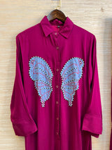 1190 Butterfly Linen Coord-Set - Magenta