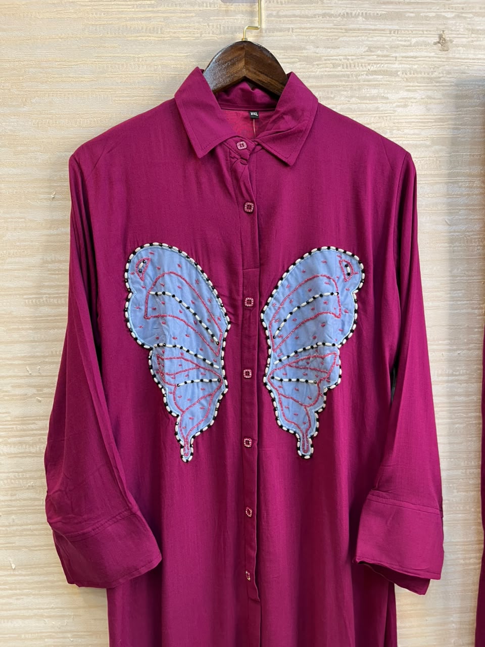 1190 Butterfly Linen Coord-Set - Magenta