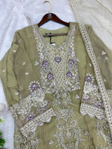 1147 Mushk Premium Pakistani Partywear - Lime Green