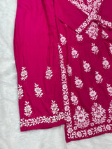 666 Lucknowi Palazzo Set - Dark Pink