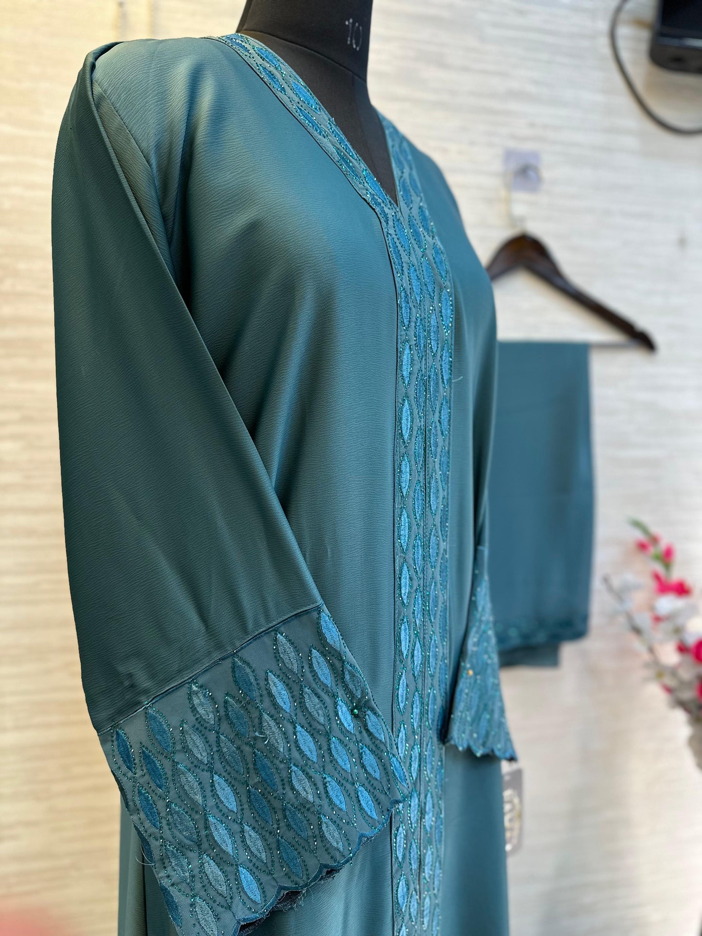 1113 The Premium Abaya - Peacock Teal