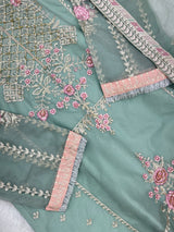 1458 Pakistani Gharara Set - Pistachio Green