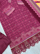 630 Premium Pakistani Lawn Suit - Maroon