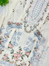 834 Elaf Pakistani Unstitched chikan Lawn Suit
