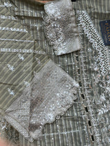 1436 Pakistani Unstitched Partywear - Beige