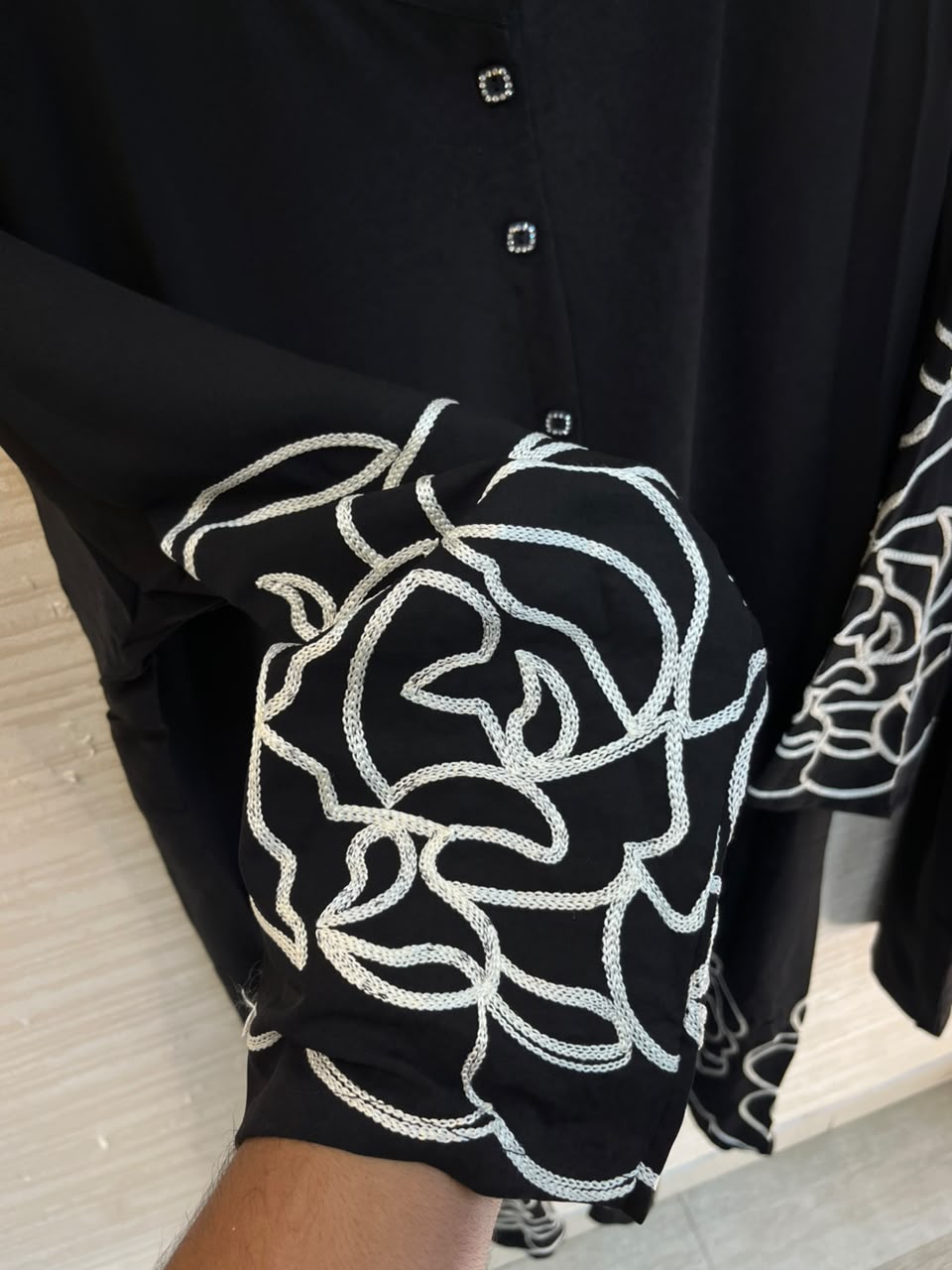 1194 Floral Embroidered Coord Set - Black