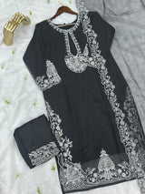 623 Premium Embroidered Pakistani Party Wear - Black