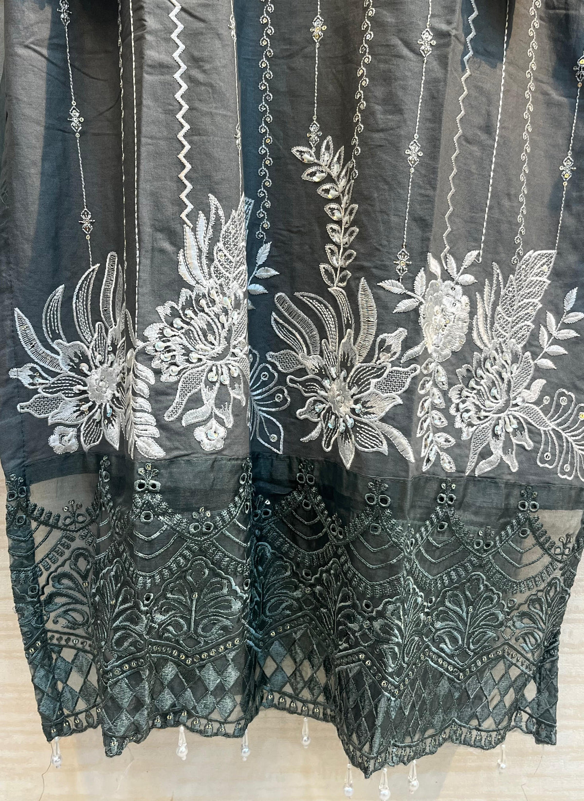 622 Premium Embroidered Pakistani Party Wear - Grey