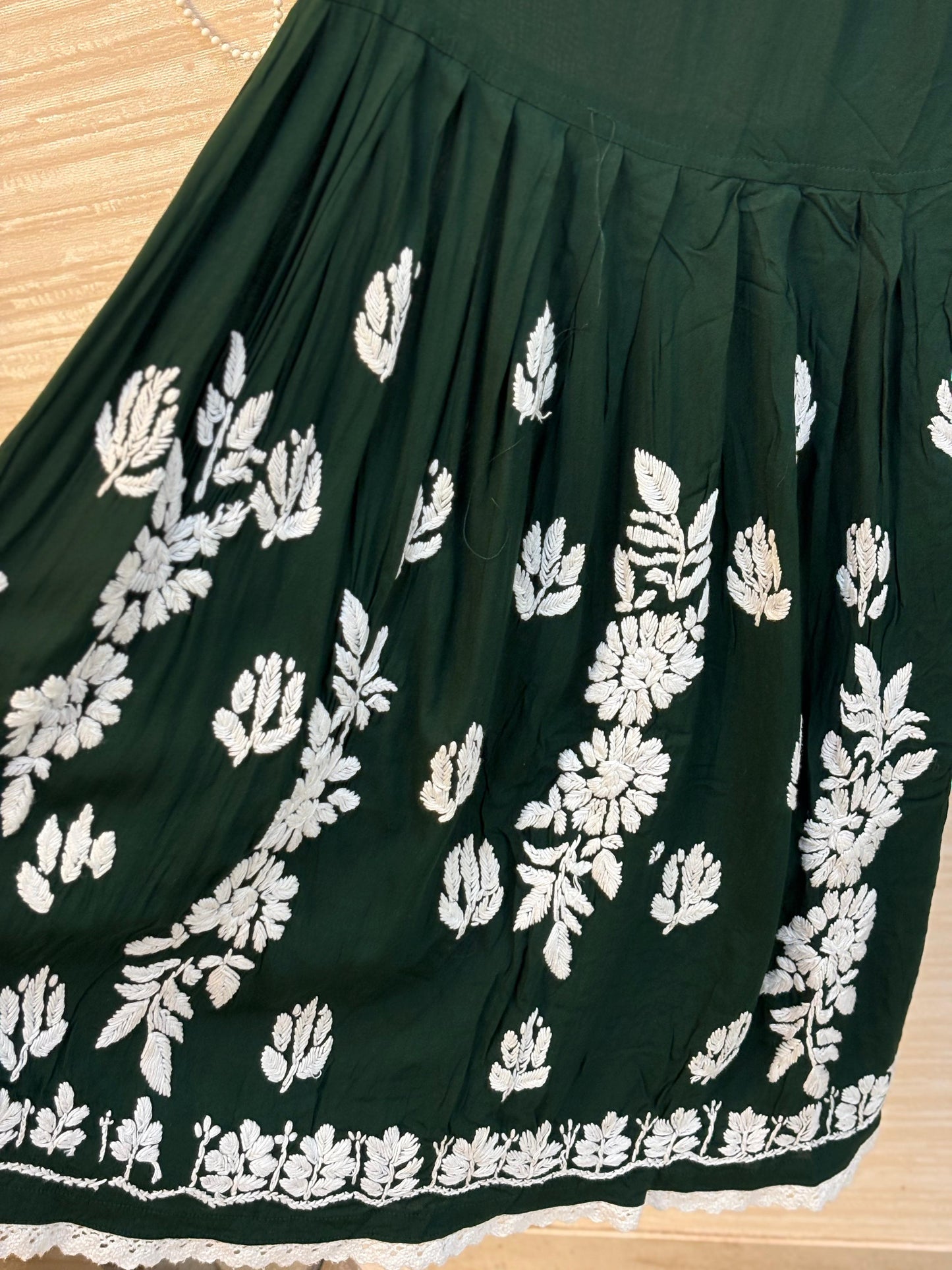 615 Lucknowi Gharara Set | Dark Green