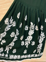 615 Lucknowi Gharara Set | Dark Green