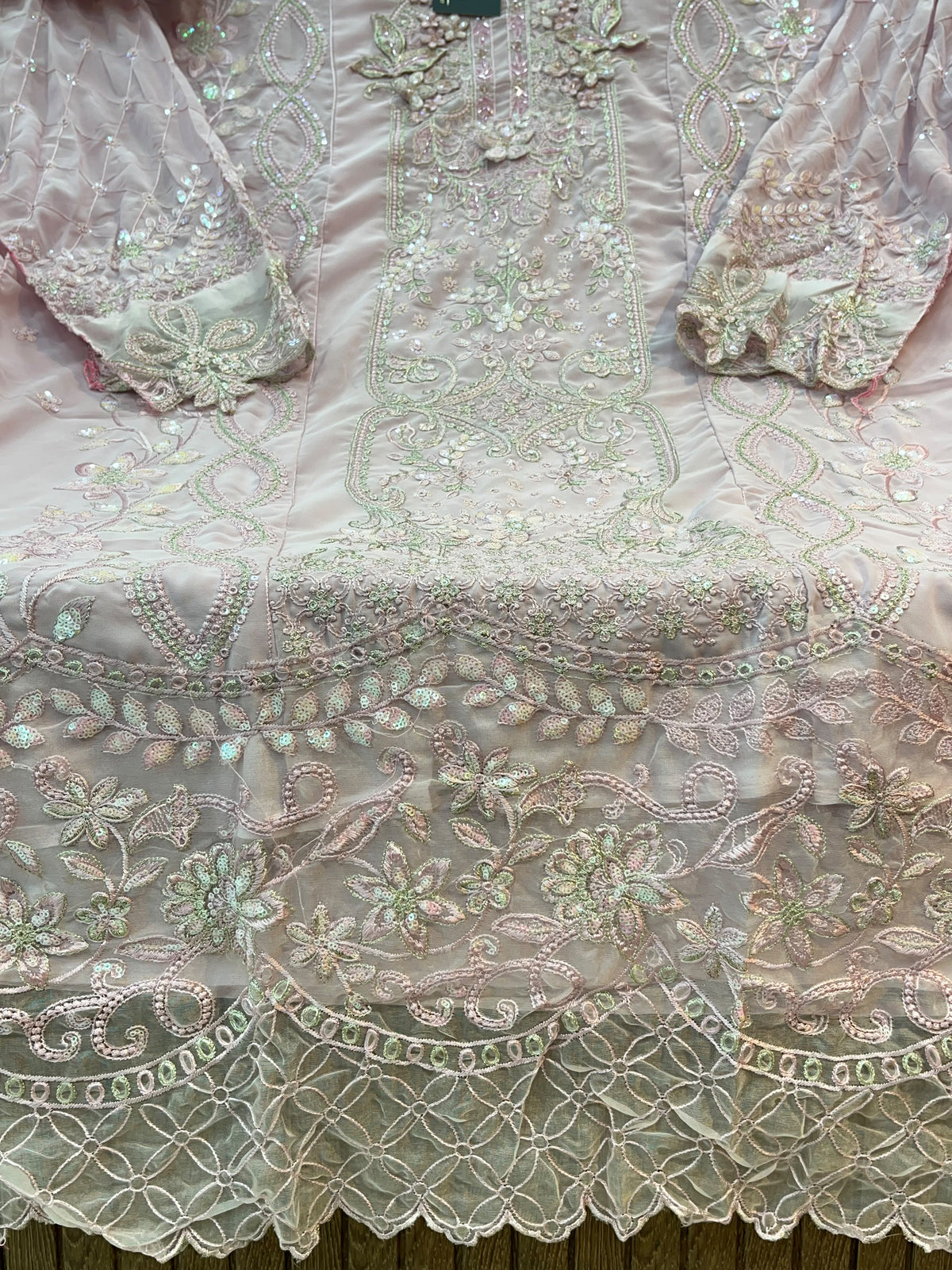 1488 Pakistani Unstitched Party Wear - Cream