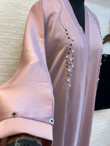334 Midnight Pearl Embellished Abaya Set - Dusty Pink