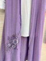 1191 Embroidered Shrug Coord Set - Lavender
