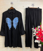 1190 Butterfly Linen Coord-Set - Black