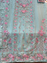 1487 Pakistani Unstitched Party Wear - Sea Green