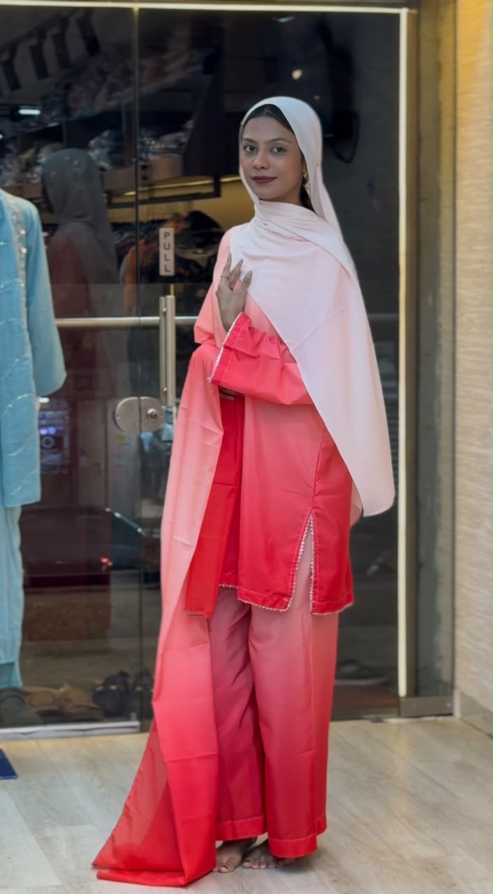 1245 Ombere Shade Coord Set - Peach | Red
